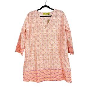 Rock Flower Paper Womens L Orange Multi Marrakesh Cotton Tunic Blouse NWT